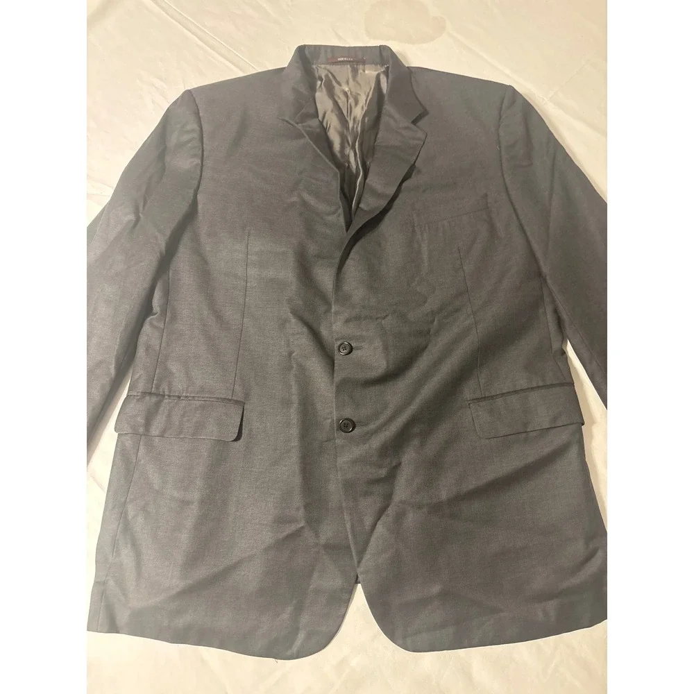 Hickey Freeman  Blazer Mens 46L  Charcoal Grey Good Two Button Wool Sport Coat